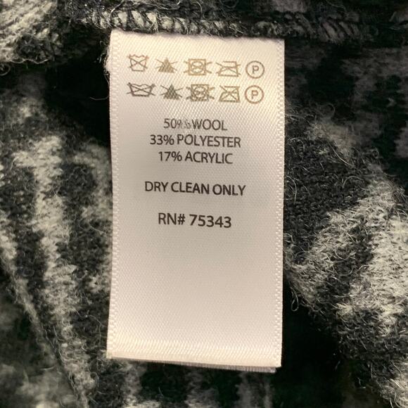 NANETTE LEPORE Size M Grey Black Wool Blend Houndstooth Collarless Coat - Picture 9 of 9